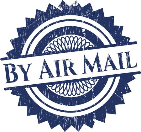 By Air Mail rubber stamp with grunge texture