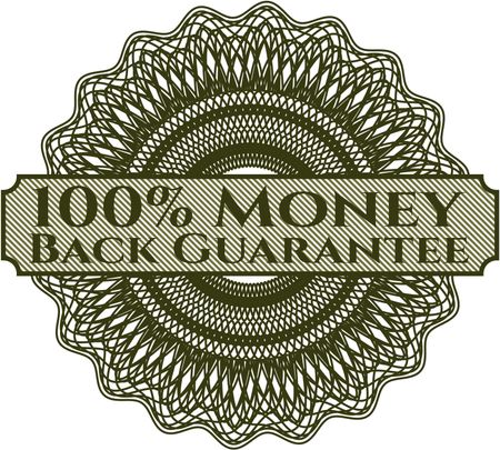 100% Money Back Guarantee rosette (money style emplem)