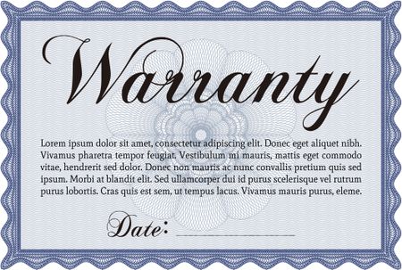 Sample Warranty. With linear background. Border, frame. Beauty design. 
