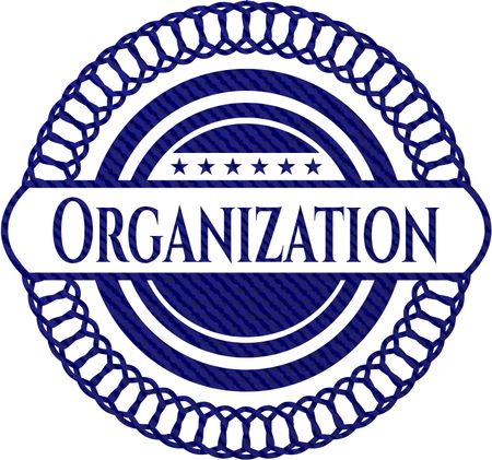 Organization emblem with denim high quality background