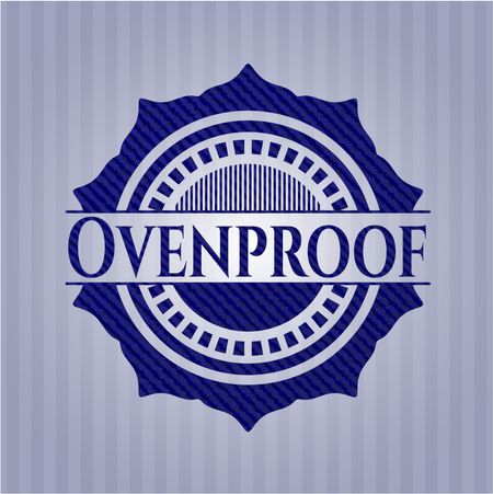 Ovenproof emblem with jean background