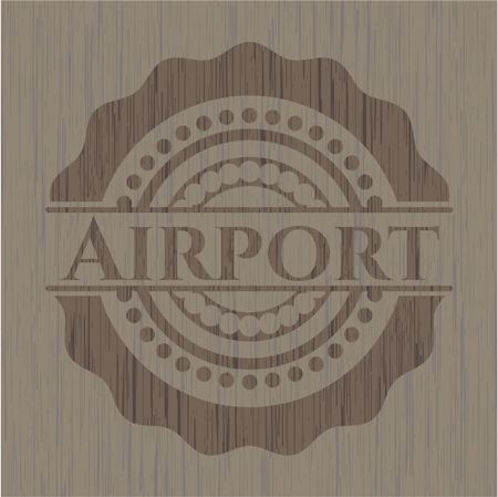 Airport wooden emblem. Retro