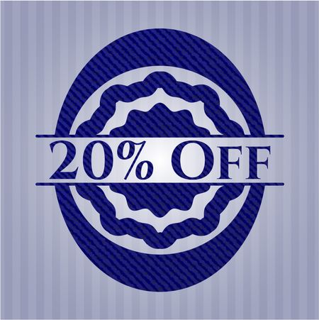 20% Off badge with jean texture