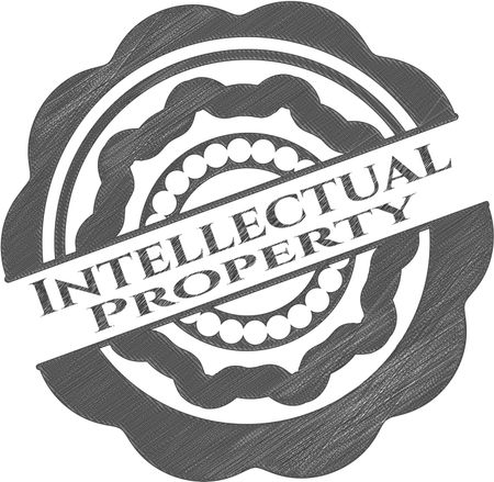 Intellectual property emblem with pencil effect