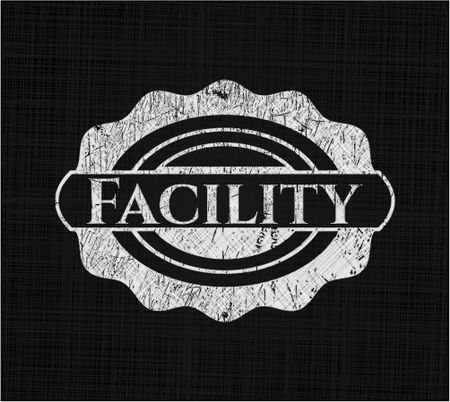 Facility chalk emblem, retro style, chalk or chalkboard texture