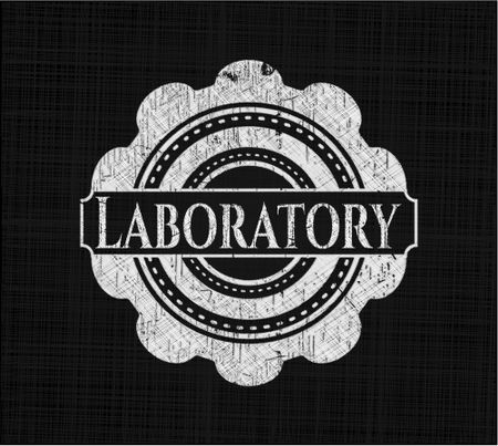 Laboratory chalk emblem written on a blackboard