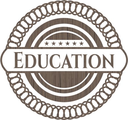 Education retro wood emblem
