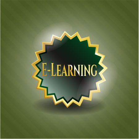 E-Learning gold shiny emblem