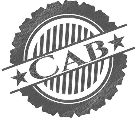 Cab emblem drawn in pencil