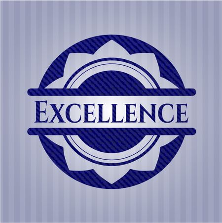 Excellence badge with denim texture