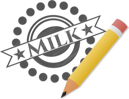 Milk emblem with pencil effect