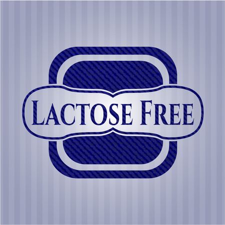 Lactose Free badge with denim background