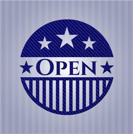 Open badge with jean texture