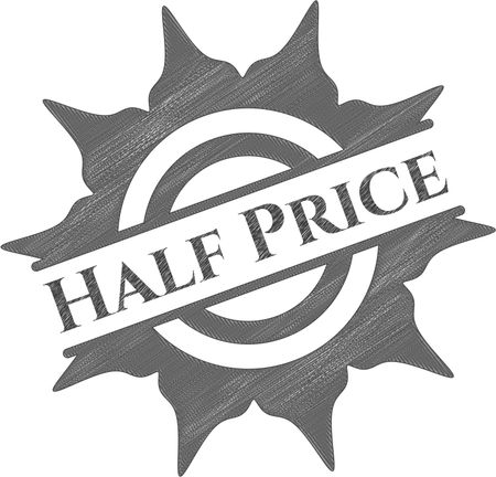 Half Price emblem with pencil effect