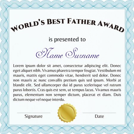 World's Best Father Award. Nice design. Detailed. Easy to print. 