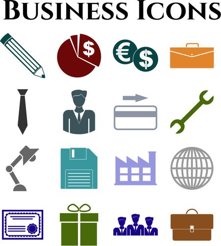 business icon set. 16 icons total. Set of web Icons.