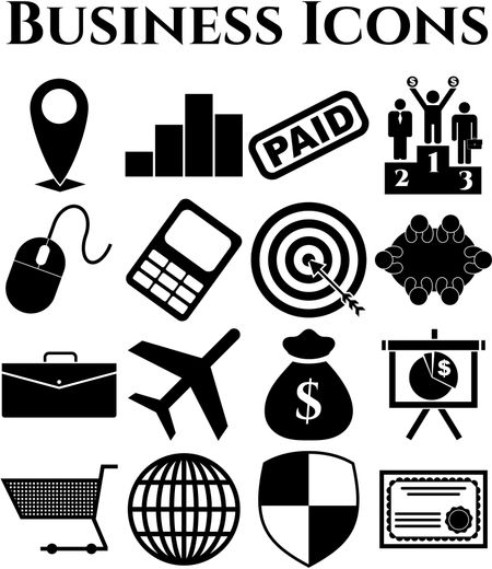 Set of 16 business icons. Universal and Standard Icons.