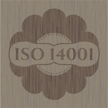 ISO 14001 retro style wooden emblem