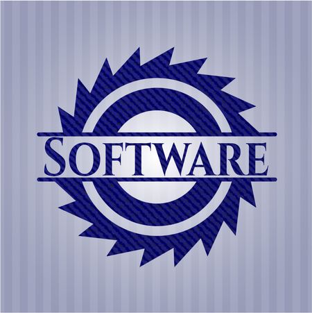 Software badge with denim background