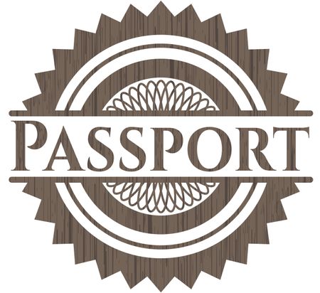 Passport badge with wooden background