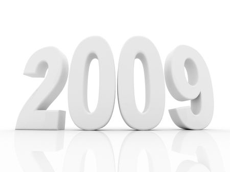 illustration of a 2009 year with reflection - 3d rendered image