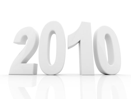 illustration of a 2010 year with reflection - 3d rendered image