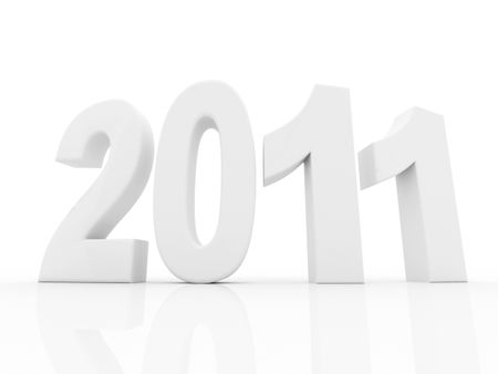 illustration of a 2011 year with reflection - 3d rendered image