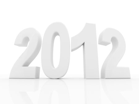 illustration of a 2012 year with reflection - 3d rendered image