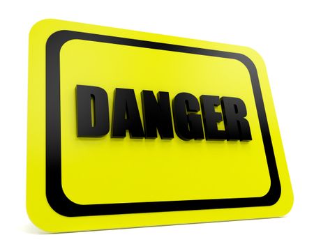 Yellow-black danger sign over a white background