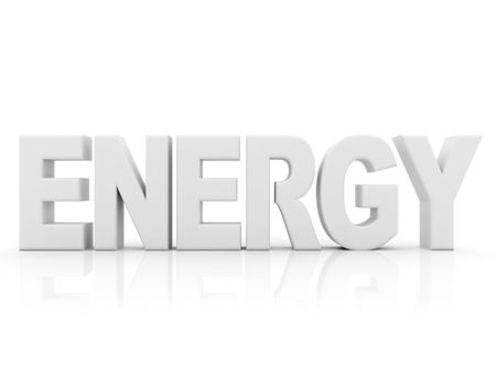 white energy word isolated over a white background