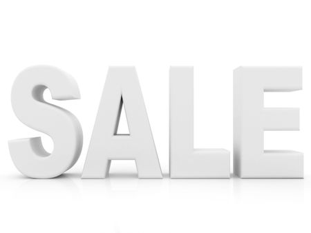 white sale word isolated over a white background