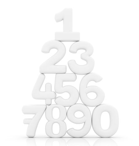 Numbers in pyramid isolated over a white background on illustration 3D