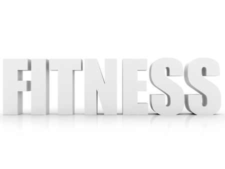 Fitness word in 3D illustration isolated on white