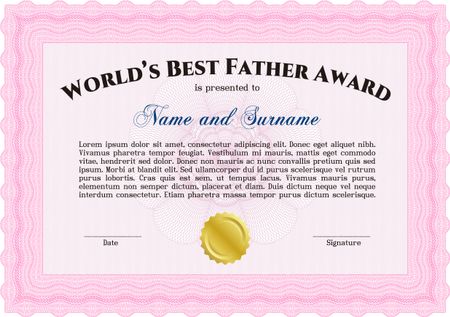 Best Dad Award Template. Vector illustration. With complex linear background. Excellent complex design. 