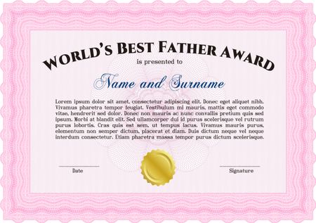 Best Dad Award Template. Vector illustration. With complex linear background. Excellent complex design.