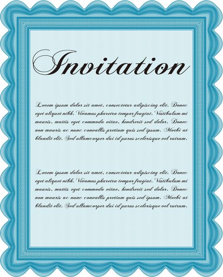 Vintage invitation template. Elegant design. Vector illustration. With guilloche pattern. 