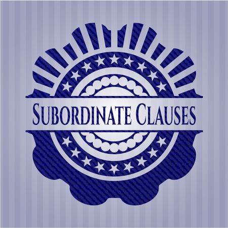 Subordinate Clauses emblem with jean background