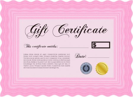 Gift certificate template. Detailed. Complex design. Printer friendly.