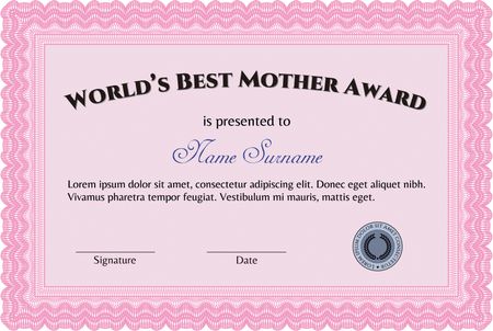 World's Best Mom Award. Detailed. Nice design. Printer friendly. 