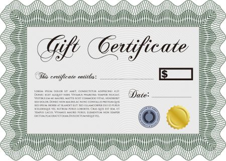 Gift certificate template. Detailed. Nice design. Printer friendly. 