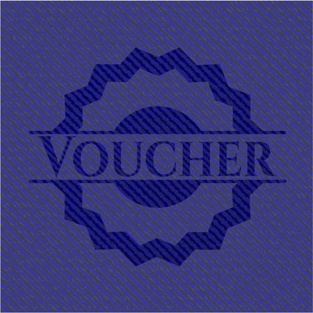 Voucher badge with denim texture