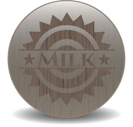Milk wooden emblem. Vintage.
