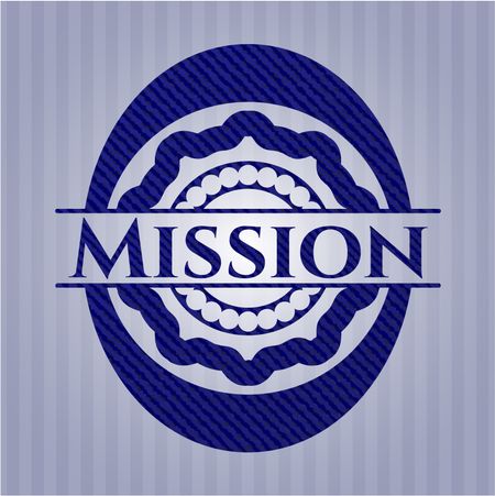 Mission badge with denim background