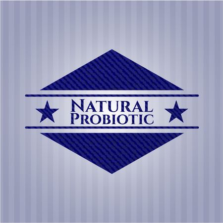 Natural Probiotic badge with denim background