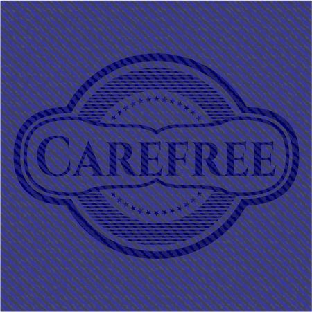 Carefree badge with denim background