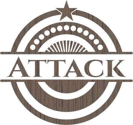 Attack retro style wooden emblem