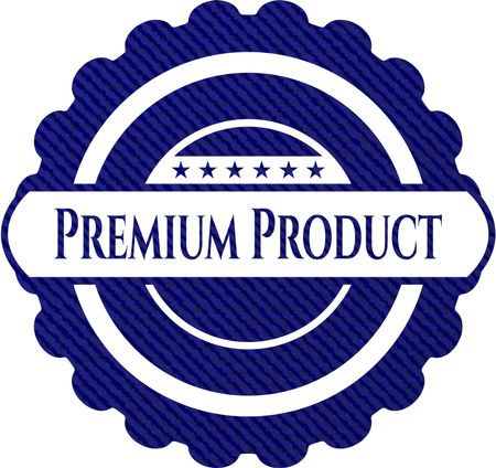 Premium Product emblem with denim high quality background