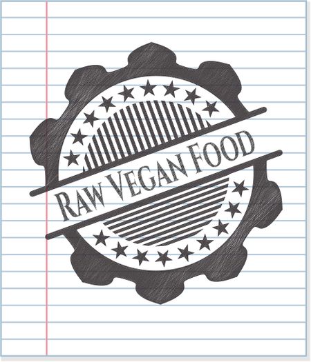 Raw Vegan Food pencil emblem