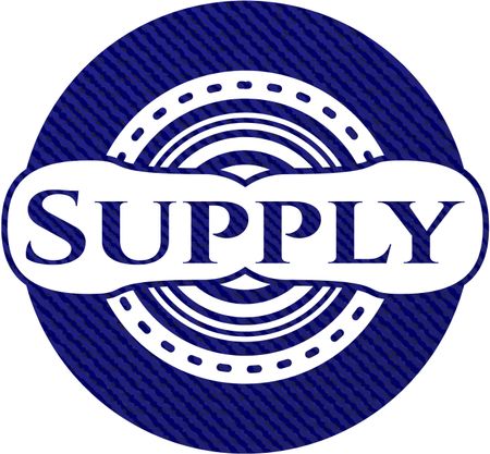 Supply badge with denim texture