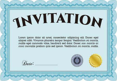 Vintage invitation. Excellent complex design. Vector illustration. With guilloche pattern and background. 